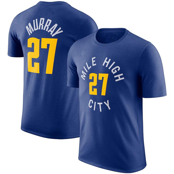 Men's Denver Nuggets #27 Jamal Murray Blue T-Shirt